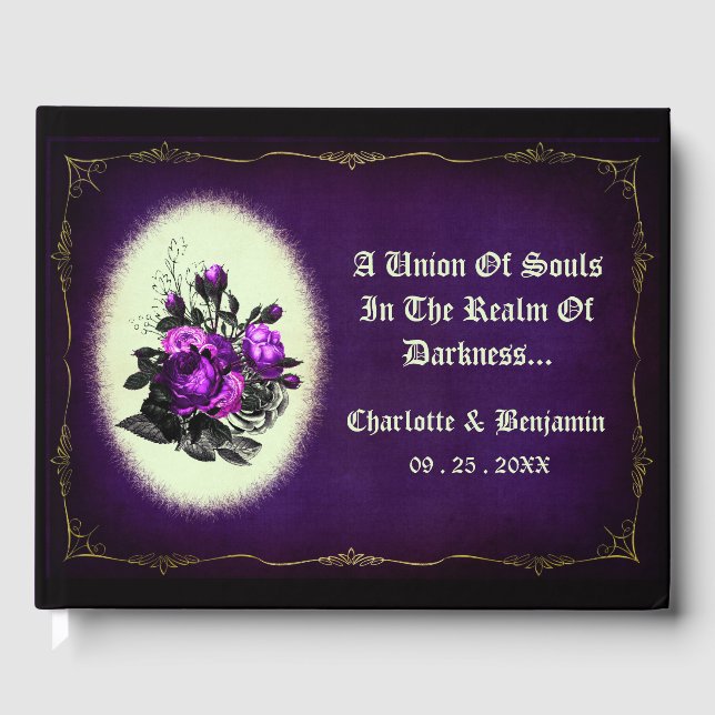 Livre D'or Mariage gothique violet foncé  (Recto)