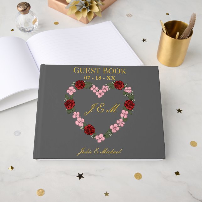 Livre D'or mariage gris (Recto ouvert)
