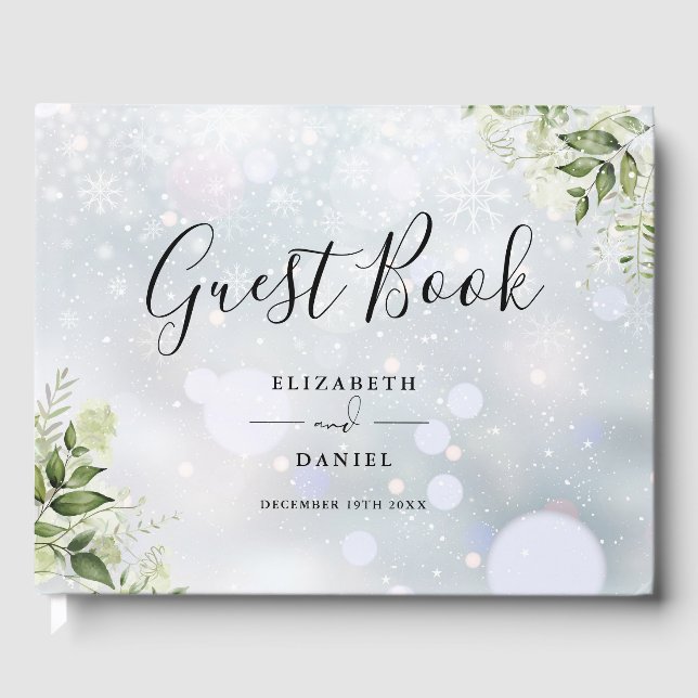 Livre D'or Mariage hivernal floral verdure Script (Recto)