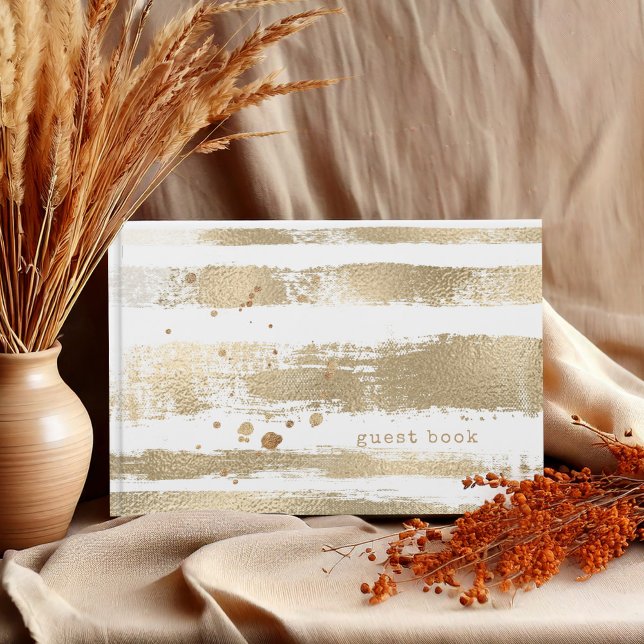 Livre D'or Mariage ID655 des bandes de pinceau d'or (Créateur téléchargé)