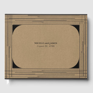 Livre D'or Mariage Kraft Minimal Moderne Lignes Noir