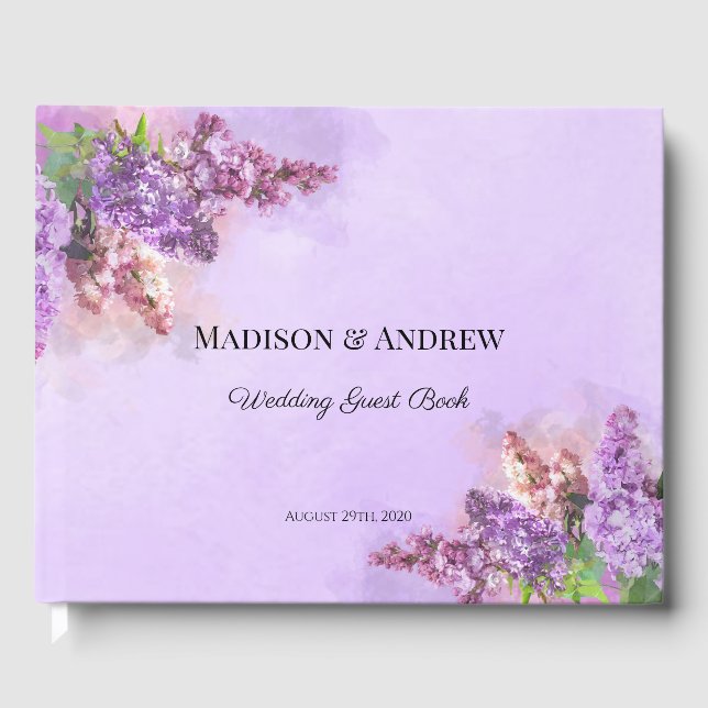 Livre D'or Mariage Lilac Fleurs violettes et roses (Recto)