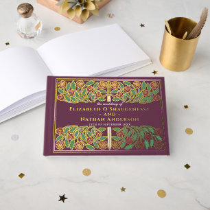 Livre D'or Mariage Médiéval Fantastique Royal Épée Fleur Mauv