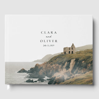 Livre D'or Mariage Minimal Sea Gris Olive Irish Coast Cliff 