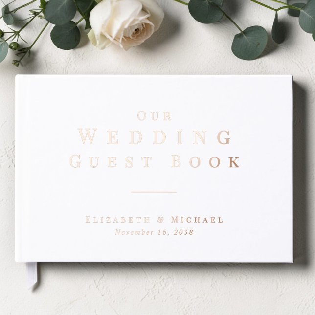 Livre D'or Mariage Minimaliste Blanc (Minimalist White Wedding Foil Guest Book)