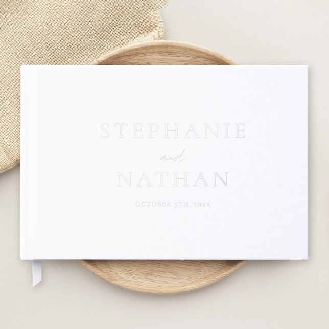 Livre D'or Mariage minimaliste blanc moderne à huile d'argent (Créateur téléchargé)