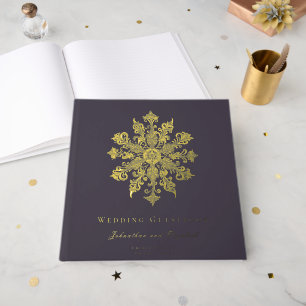 Livre D'or Mariage minimaliste de flocon de neige Plum Purp