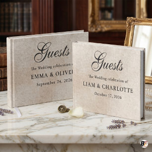 Livre D'or Mariage Minimaliste Luxe Crème Texturé