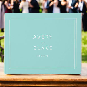 Livre D'or Mariage minimaliste moderne avec cadre vert menthe