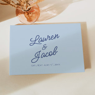 Livre D'or Mariage Minimaliste Moderne Bleu