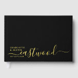 Livre D'or Mariage minimaliste moderne Monogramme noir<br><div class="desc">Un simple et élégant nom de mariage couple monogramme noir livre d'hôtes,  avec date et emplacement,  sur un arrière - plan noir. élégance simple. Choisissez entre OR,  ARGENT OU FOIL D'OR ROSE. Chic mariage invité signataire livre de conservation.</div>