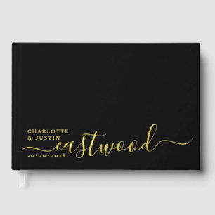 Livre D'or Mariage minimaliste moderne Monogramme noir