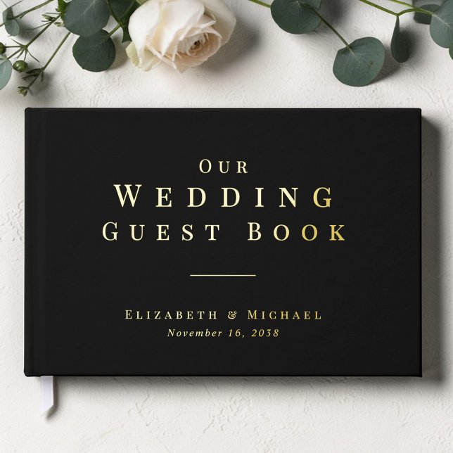 Livre D'or Mariage Minimaliste Noir (Minimalist Taupe Wedding Foil Guest Book)