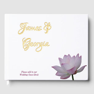 Livre D'or Mariage minimaliste rose pâle et vert lotus