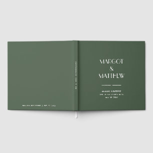 Livre D'or Mariage minimaliste scandinave vert mousse foncé