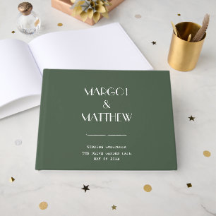 Livre D'or Mariage minimaliste scandinave vert mousse foncé