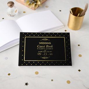 Livre D'or Mariage moderne Black & Real Gold Foil
