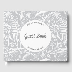 Livre D'or Mariage moderne Botanique gris argent
