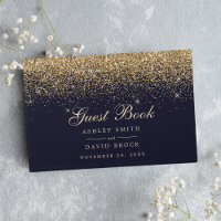 Mariage Moderne Chic Bleu Nuit Confettis Dorés