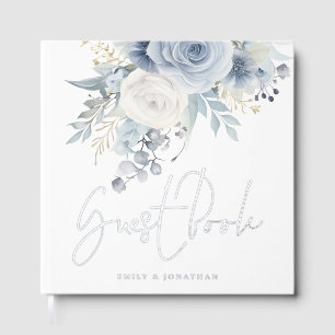 Livre D'or Mariage moderne Dusty Blue Florals