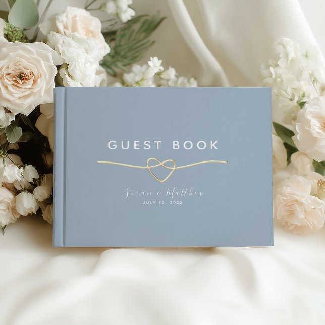Livre D'or Mariage Moderne Dusty Blue Or (Créateur téléchargé)