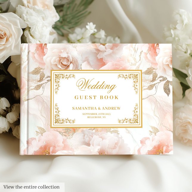 Livre d'or Mariage moderne Dusty Pink Ivory (Modern Dusty Pink Ivory Gold Wedding Guest Book

)