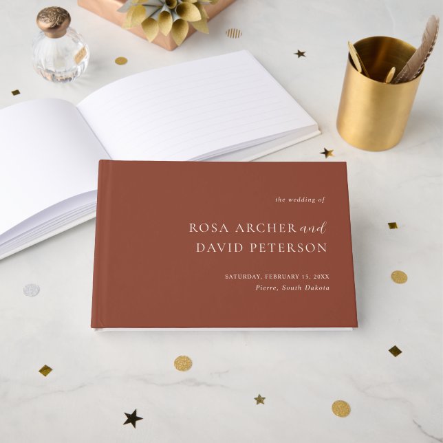 Livre D'or Mariage Moderne Éditorial Cuivre Rustique (Recto ouvert)