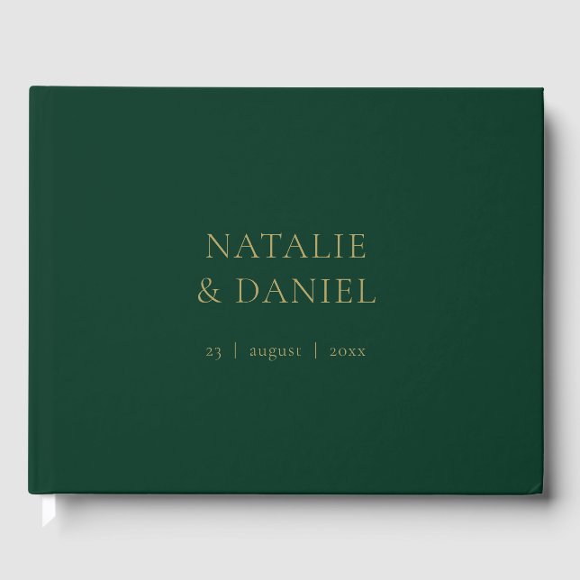 Livre D'or Mariage moderne Green et Gold Chic (Recto)