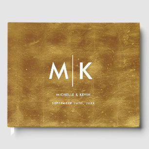 Livre D'or Mariage Moderne Luxueux Monogramme Gold Foil