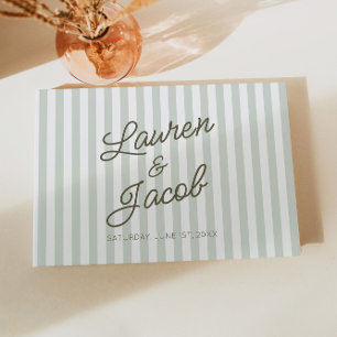 Livre D'or Mariage Moderne Minimaliste Bandes Vertes