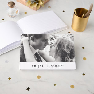Livre D'or Mariage Moderne Minimaliste en Photo Noir et Blanc