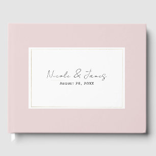 Livre D'or Mariage Moderne Minimaliste Rose Huître et Or