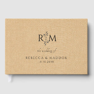 Livre D'or Mariage Moderne Monogramme Beige