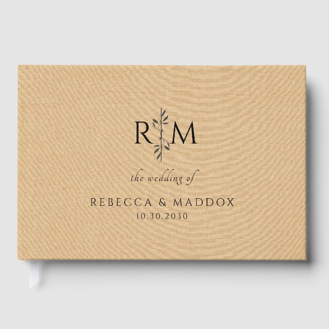 Livre D'or Mariage Moderne Monogramme Beige  (Recto)