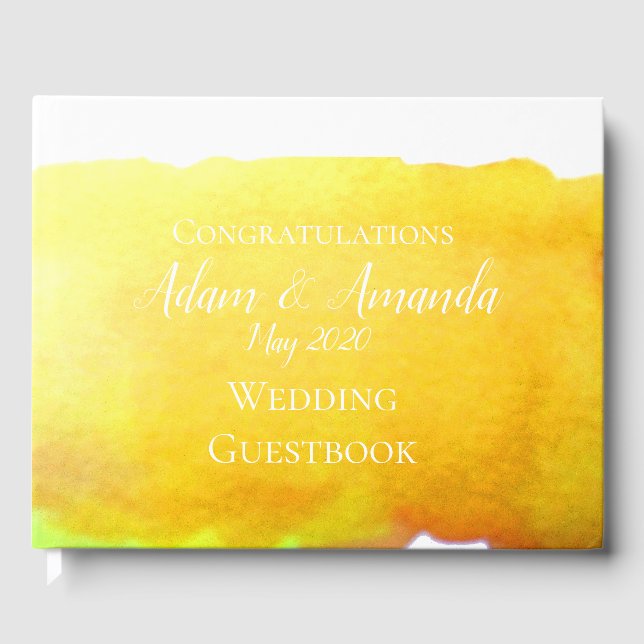 Livre D'or Mariage moderne simple aquarelle jaune (Recto)
