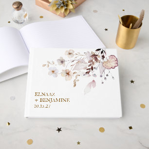 Livre D'or Mariage Moderne Simple Automne Fleurs Séchées et F