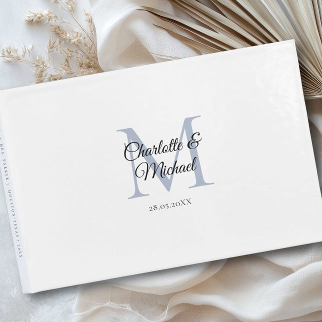 Livre D'or Mariage monogramme (Customer-specific, simple, elegant, classic,monogram, white, wedding guest book with your names and.)