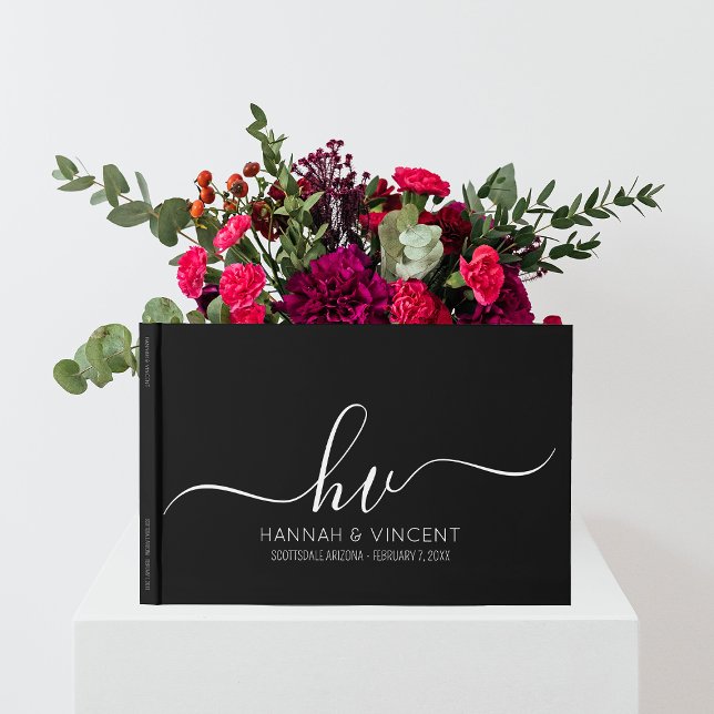 Livre D'or Mariage Monogramme Calligraphie Script Minimal Chi (Créateur téléchargé)