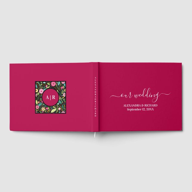 Livre D'or Mariage monogramme floral gras (Complet)