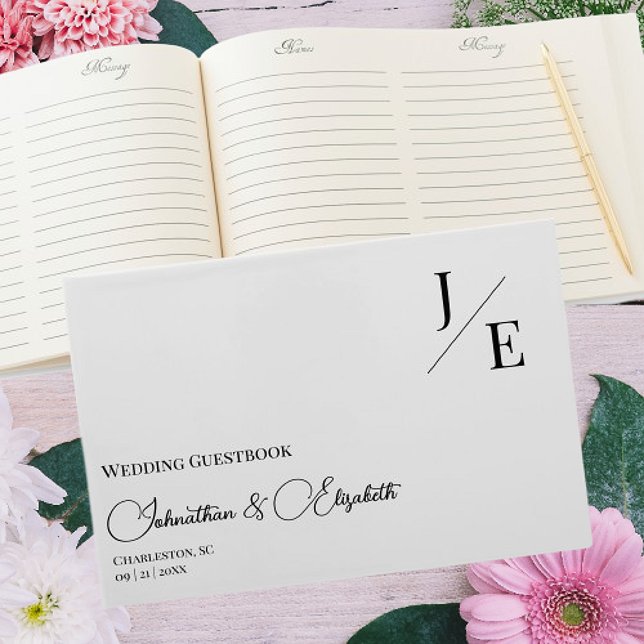 Livre D'or Mariage monogramme minimal | BLANCHE (Minimalist Monogram Wedding Guestbook)