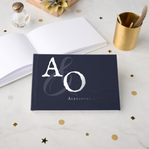 Livre D'or Mariage Monogramme minimaliste bleu marine