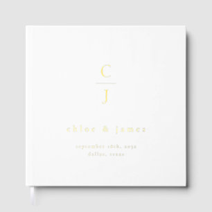 Livre D'or Mariage Monogramme moderne minimaliste noir blanc