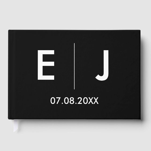 Livre D'or Mariage Monogramme noir et blanc (Recto)