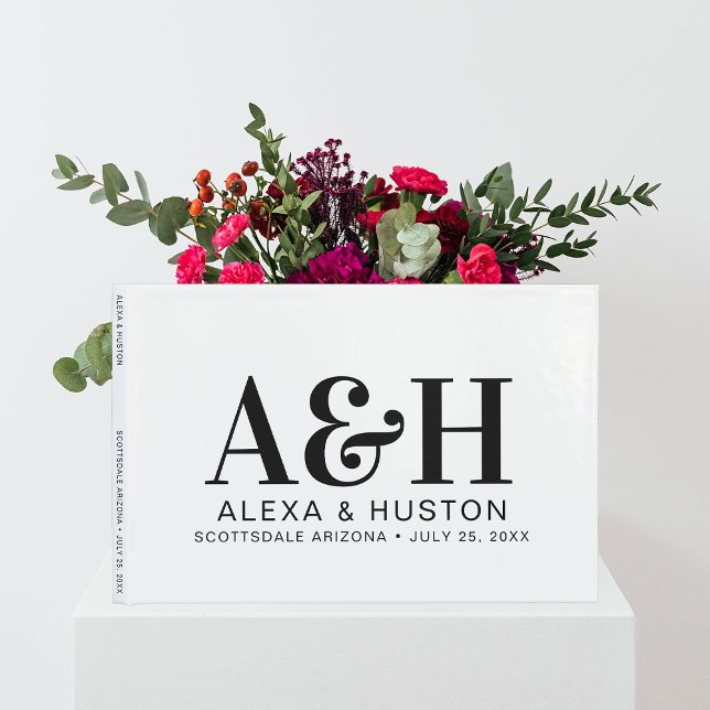 Livre D'or Mariage Monogramme Noir Et Blanc Sophistiqué (Créateur téléchargé)