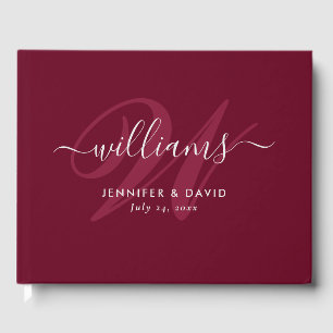 Livre D'or Mariage Monogramme rouge Bourgogne personnalisé
