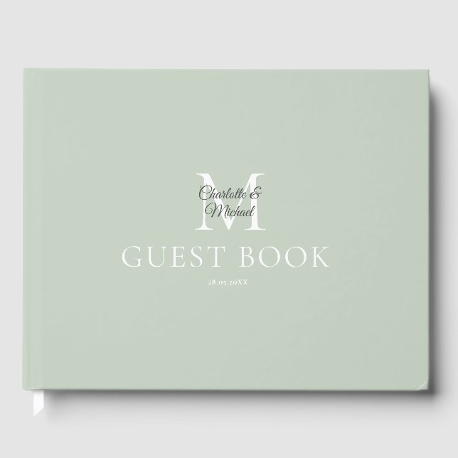 Livre D'or Mariage Monogramme Vert (Recto)