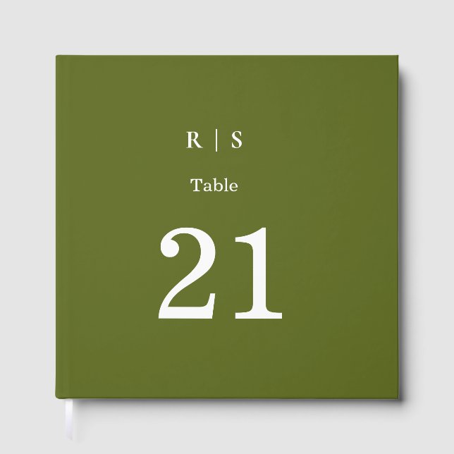 Livre D'or Mariage Monogramme Vert Sauge (Recto)