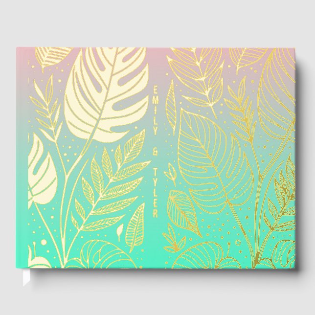 Livre D'or Mariage Monstera Gold Foliage (Recto)