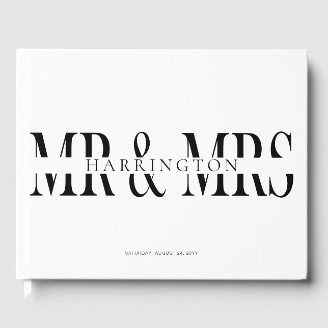 Livre D'or Mariage Mr & Mrs Typographie Moderne (Recto)