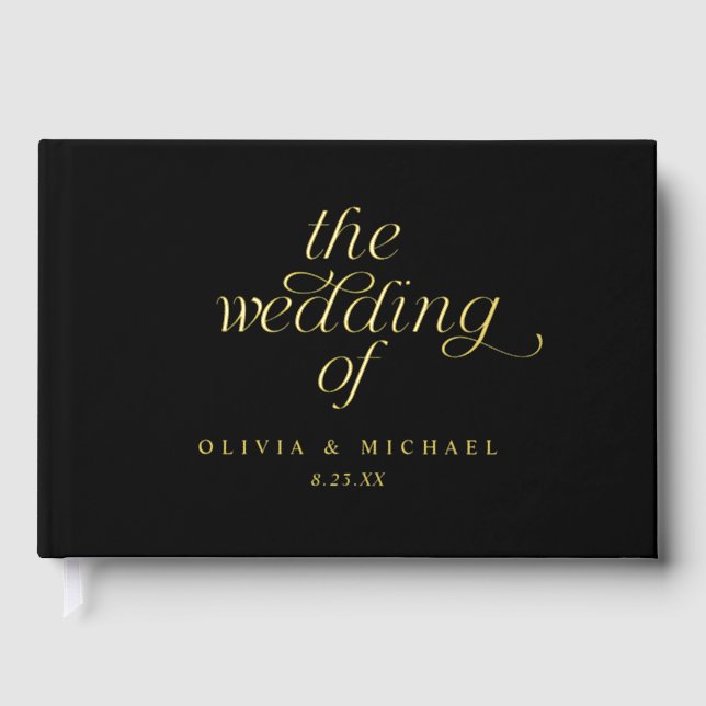 Livre D'or Mariage noir Gold Foil moderne (Recto)